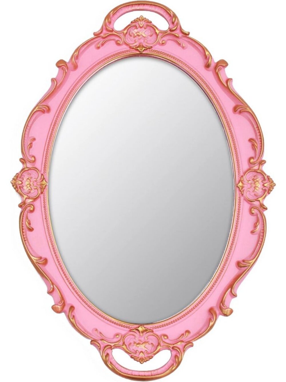 Vintage Oval Pink Wall Mirror - Small Decorative 14.5 x 10 Inch Accent Piece